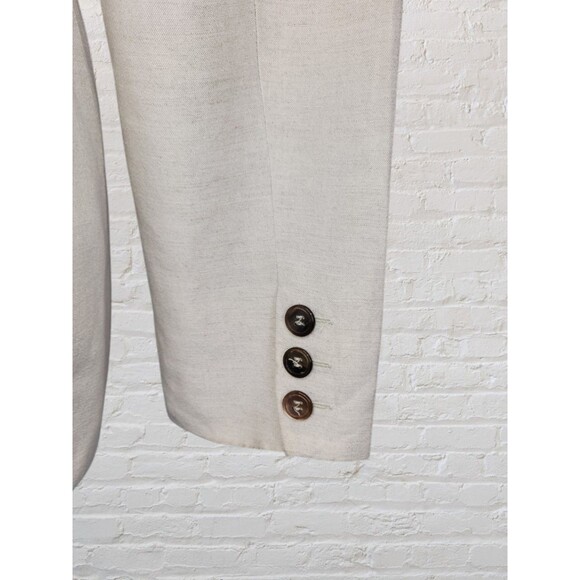Kate Hill for Lord Taylor Linen Blend Blazer Women 8 Cream Pockets Office Career - Picture 4 of 7